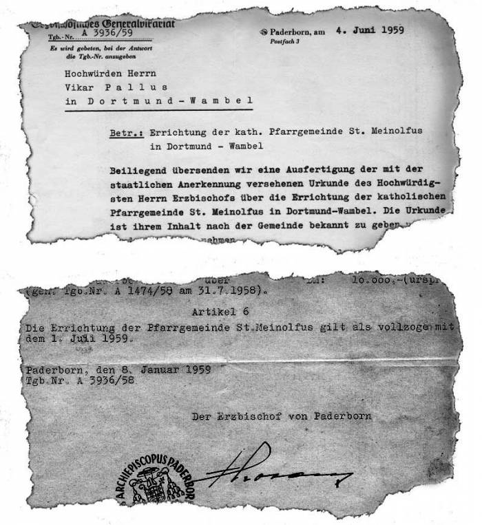 Schreiben Pfarrerhebung