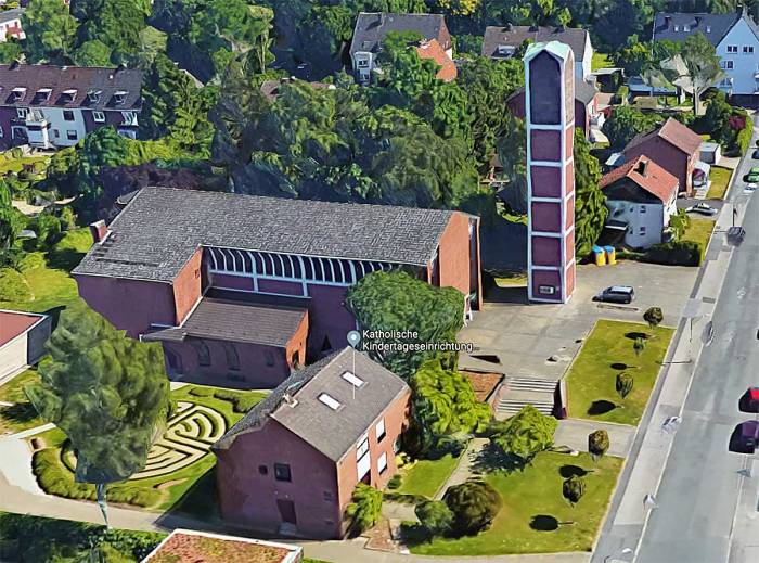 Luftbild Kirchenschiff © Google-Maps